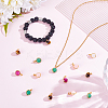 5Pcs 5 Colors Copper Wire Wrapped Natural Mashan Jade & Malaysia Jade & Tiger Eye & Green Aventurine & Quartz Crystal Round Charms PALLOY-HY00112-3