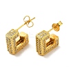 Brass Micro Pave Clear Cubic Zirconia Stud Earrings for Women EJEW-A040-06G-1