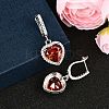 925 Sterling Silver Pave Cubic Zirconia Heart Hoop Earrings EJEW-C150-01B-01-3