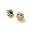Brass Pave Synthetic Turquoise Rhombus Multi-Strand Links KK-B129-26A-01G-2