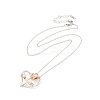 Clear Cubic Zirconia Heart with Rose Pendant Necklace NJEW-F293-01D-RG-2