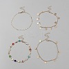 4Pcs 4 Styles Brass and Alloy Anklets Set BJEW-WH0041-27-1