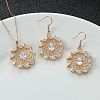 Flower Brass Micro Pave Clear Cubic Zirconia Pendant Necklaces & Dangle Earrings Sets WG2DD79-03-4
