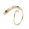 Natural Mixed Gemstone Braided Beaded Chakra Open Cuff Ring X-RJEW-JR00548-4