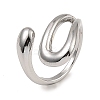 Rack Plating Brass Hollow Teardrop Open Cuff Rings RJEW-D009-01P-1