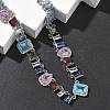Brass Pave Colorful Cubic Zirconia Rectangle Square Teardrop Tennis Necklaces NJEW-G183-09P-2