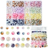 648Pcs 24 Styles Frosted Baking Paint Crackle Glass Beads with Glitter Powder DGLA-FS0001-12-1