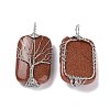 Natural & Synthetic Mixed Gemstone Copper Wire Wrapped Pendants G-H281-08P-3