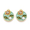 Rack Plating Alloy Rhinestone Enamel Pendants ENAM-N065-15KCG-1