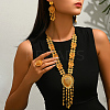 Vintage Alloy Hollow Teardrop Tassel Earrings & Necklaces & Rings Set for Wwomen YJ4810-4