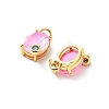Oval Brass Micro Pave Cubic Zirconia Pendants KK-L237-020G-05-3