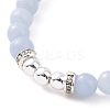 4Pcs 4 Style Natural Angelite & Lava Rock & Opalite Round Beaded Stretch Bracelets Set BJEW-JB09083-3