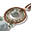 Natural Green Aventurine Chips Woven Net/Web with Feather Pendant Decoration WICH-PW0001-39D-3