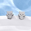 Tarnish Resistant 304 Stainless Steel Kitten Stud Earrings EJEW-F227-08P-4