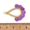 Dyed Natural Malaysia Jade & Glass Seed Beaded Pendants PALLOY-MZ01430-01-3