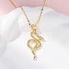 Brass Snake Pendant Cable Chain Necklaces for Women LS-NJEW-S438-01A-G-1