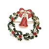 Colorful Christmas Wreath with Bell Enamel Pin with Rhinestone LS-JEWB-A004-07G-1
