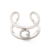 Clear Cubic Zirconia Initial Letter Open Cuff Ring RJEW-A012-01P-G-1