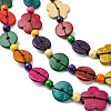 Dyed Natural Coconut Flower Beaded 3 Layer Necklaces NJEW-A007-02D-3