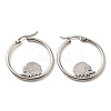 304 Stainless Steel Hedgehog Beaded Hoop Earrings EJEW-F320-02P-2