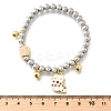 Brass Enamel Round Beads Charm Bracelets for Women BJEW-D317-11C-PG-5