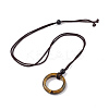 Natural Tiger Eye Ring Pendant Necklace with Nylon Cord for Women NJEW-F306-02E-2