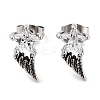 Star Wing 316 Surgical Stainless Steel Pave Clear Cubic Zirconia Stud Earrings for Women Men EJEW-Z050-01B-AS-1