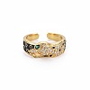 Cubic Zirconia Leopard Cuff Ring RJEW-S045-138-1