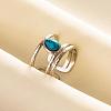 Teardrop Synthetic Turquoise Finger Rings QT3031-1-1