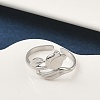 304 Stainless Steel Open Cuff Rings for Women RJEW-A079-12C-P-3