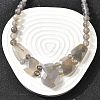 Natural Grey Agate Faceted Bib Graduated Beaded Necklaces for Women NJEW-B128-01F-1