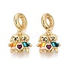 Brass Micro Pave Clear Cubic Zirconia and Enamel European Dangle Charms KK-T079-70G-1
