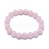 Natural Rose Quartz Bead Stretch Bracelets X-BJEW-K212-A-045-1
