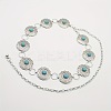 Ethnic Style Alloy with Dyed Synthetic Turquoise Flower Link Chain Waist Belly Chains for Women FS-WGC6A5F-02-1