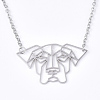 Non-Tarnish 201 Stainless Steel Puppy Pendant Necklaces NJEW-T009-JN042-1-40-1