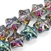 Half Rainbow Plated Electroplate Transparent Glass Beads Strands EGLA-G037-07A-HR01-1