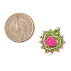Glass Seed Beaded Heart with Rose Pendants PALLOY-MZ01030-3
