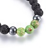 Natural Lava Rock and Non-Magnetic Synthetic Hematite Beads Braided Bead Bracelets BJEW-JB03975-04-2