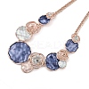 Alloy Colorful Enamel Rose Flower Bib Necklaces NJEW-B113-05-2