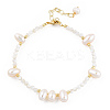 Natural White Shell & Pearl Beaded Bracelet for Women BJEW-T021-01G-1