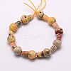 Natural Leopard Skin Jasper 3-Hole Guru Bead Strands G-K149-14-1