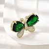 Brass Micro Pave Cubic Zirconia & Glass Finger Rings for Women RJEW-L130-001G-2