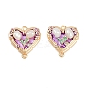 Brass Enamel & Natural Pearl Heart with Flower Connector Charms KK-K351-52G-02-1