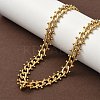 304 Stainless Steel Ball Tassel Cuban Link Chain Necklaces NJEW-K249-22G-2