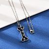 304 Stainless Steel Black Enamel Paw Print Bone Pendant Pet Urn Ashes Necklaces LS-NJEW-S455-06P-2