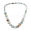 Natural Flower Amazonite Round & Cone Beaded Necklaces NJEW-N064-03J-1