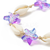 Natural Cowrie Shell & Glass Starfish Braided Bead Bracelet for Women X-BJEW-JB09943-3