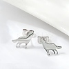 Non-Tarnish Wolf 304 Stainless Steel Stud Earrings for Women LS-EJEW-Z017-13P-4