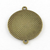 Tibetan Style Alloy Flat Round Cabochon Connector Settings TIBE-Q038-001F-AB-NR-2