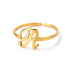 Adjustable 201 Stainless Steel Letter Open Cuff Rings for Women FS-WG61269-18-1